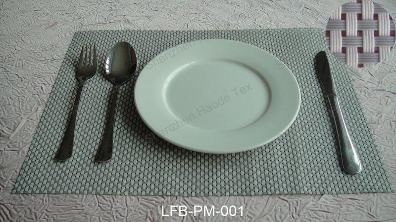 白/银双色PVC编织网布西餐餐垫